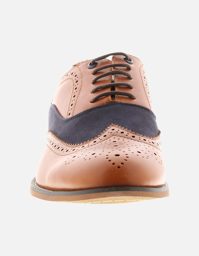 Mens Brogue Shoes Brunswick Oxford Patterned Toe Upper Tan UK Size