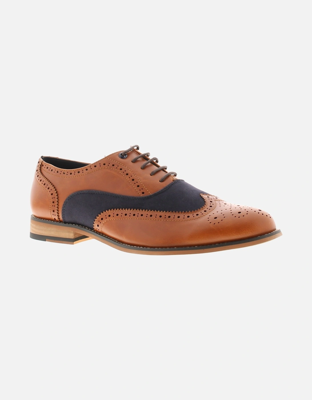 Mens Brogue Shoes Brunswick Oxford Patterned Toe Upper Tan UK Size, 6 of 5