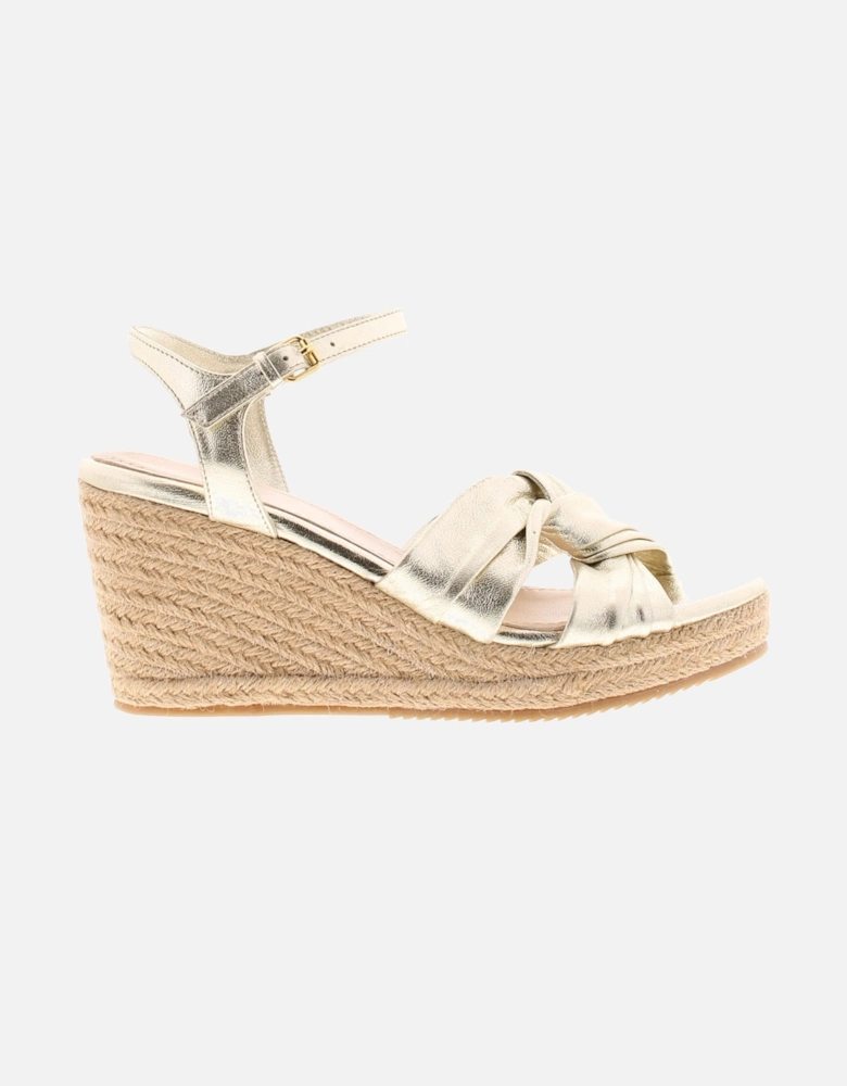 Womens Sandals Carda Espadrille Wedge Leather Gold UK Size