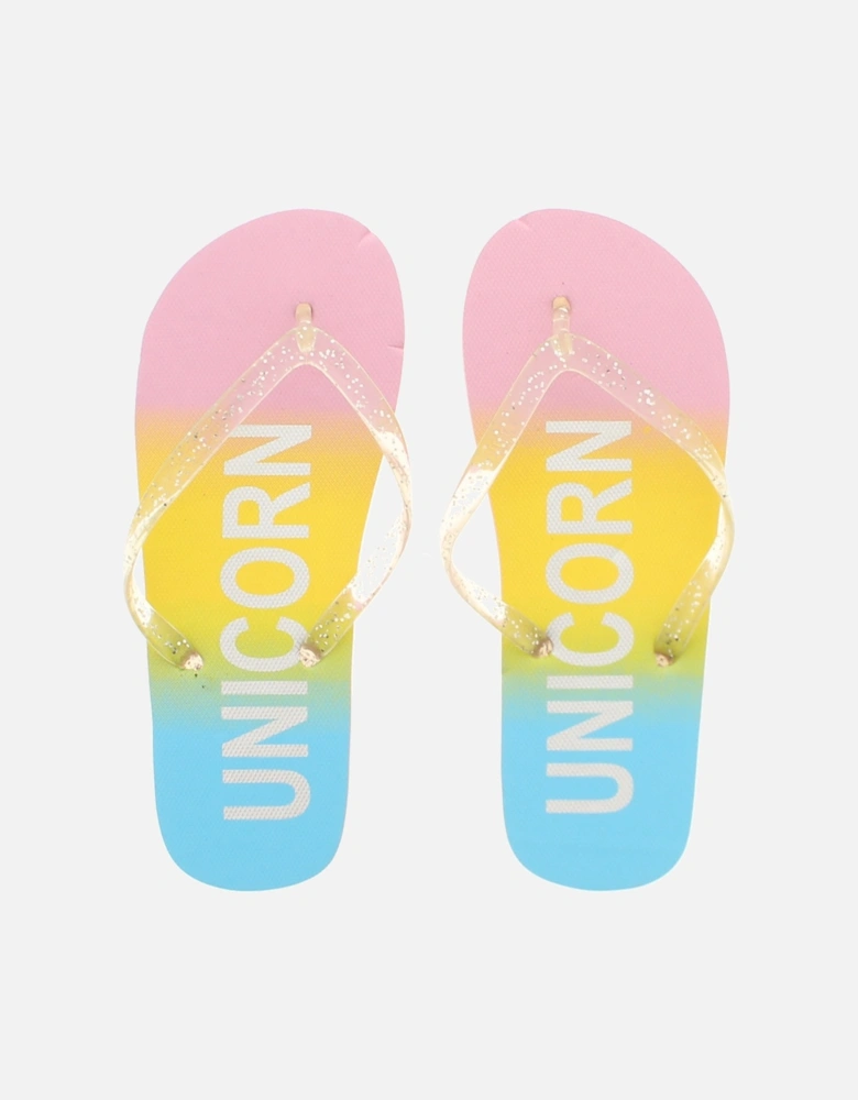 Girls Sandals Unicorn Flip Flop Sliders Toe Thong Pool Beach Pink UK Siz