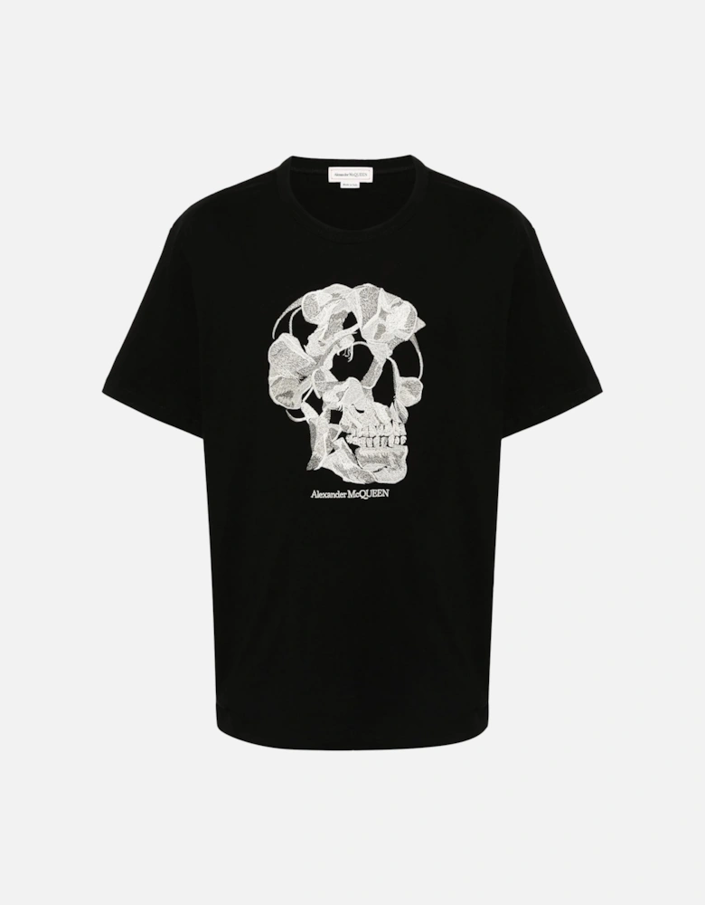 Skull Print Cotton T-shirt Black