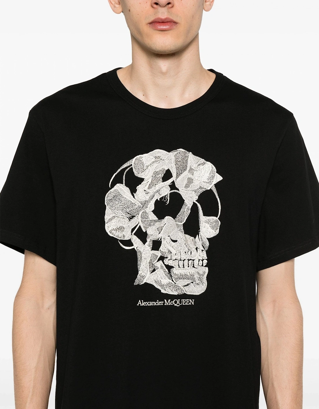 Skull Print Cotton T-shirt Black