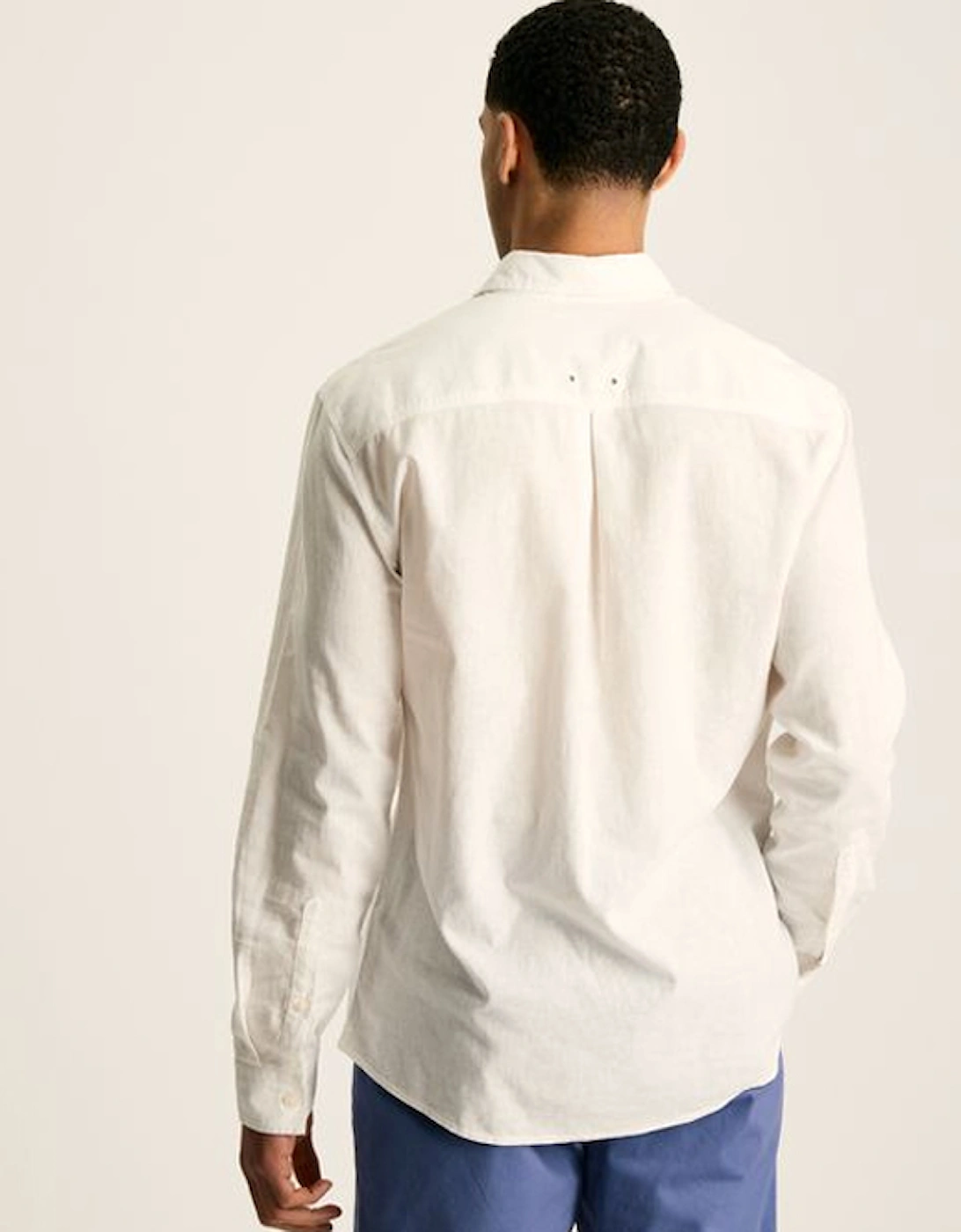 Men's Long Sleeve Linen Shirt White