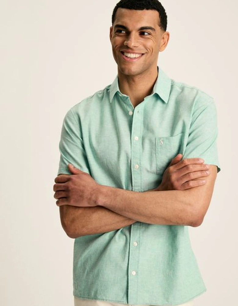 Men's Short Sleeve Linen Shirt Green
