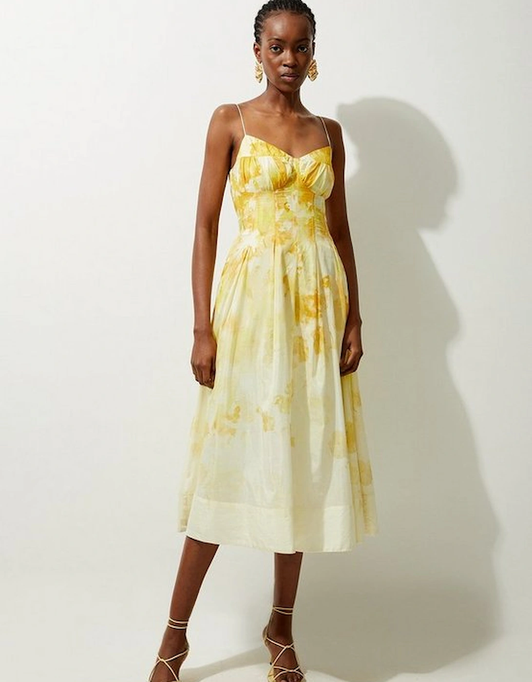Silk Cotton Trailing Floral Strappy Midi Dress, 4 of 3