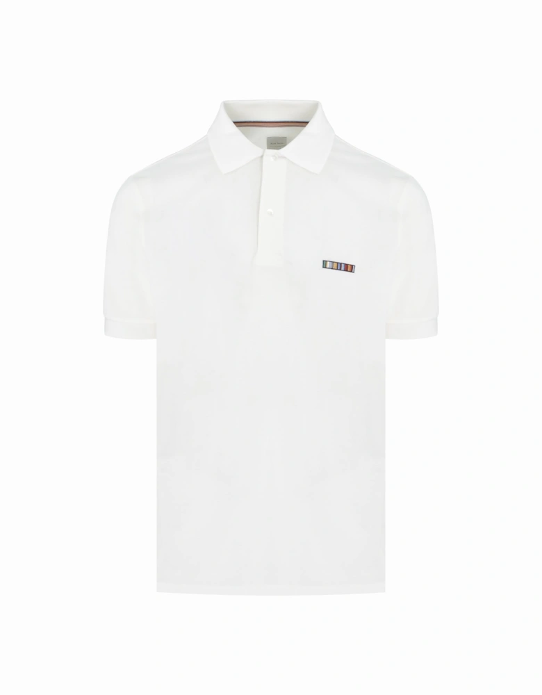 Multi Stripe Embroidery Polo Shirt White
