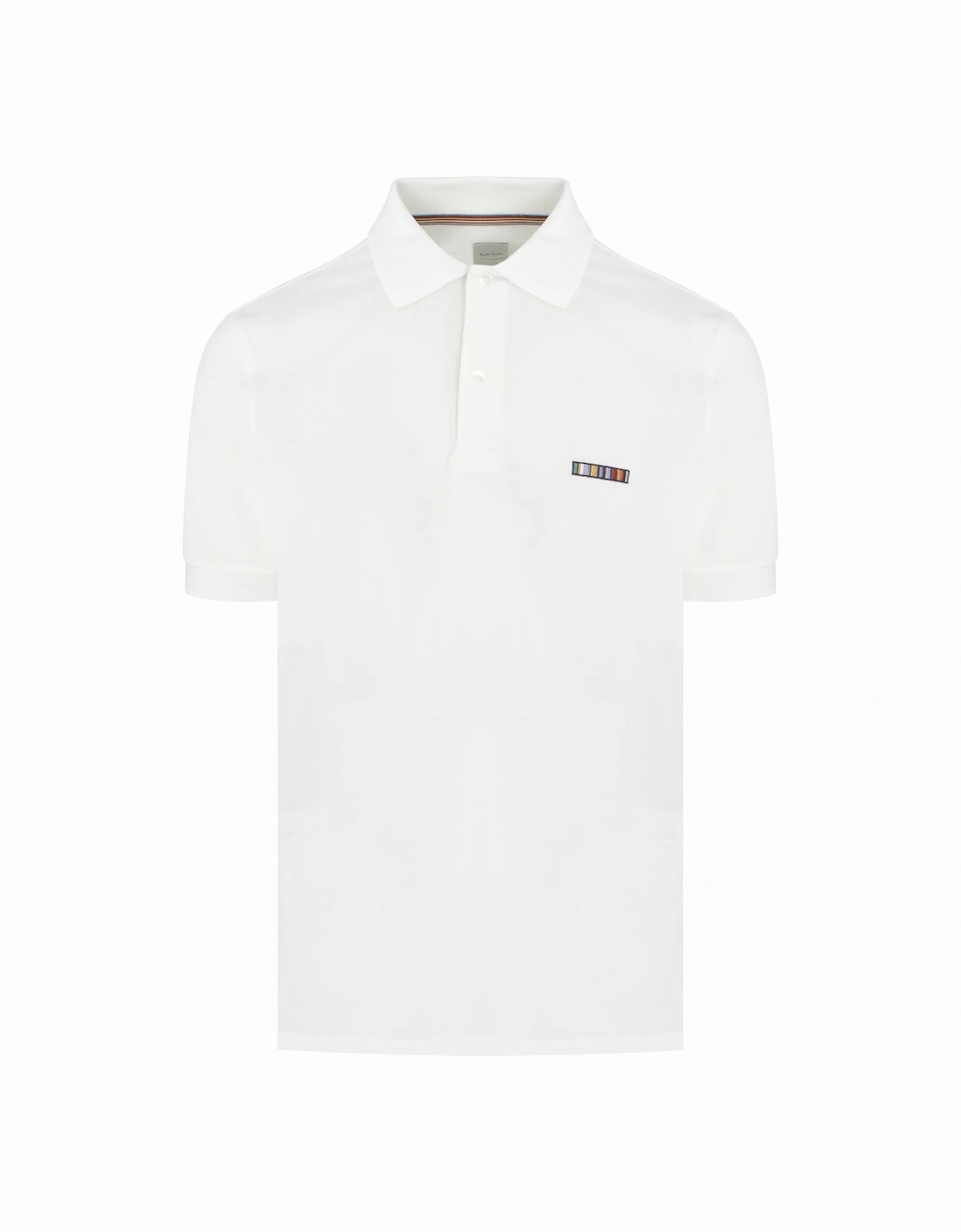 Multi Stripe Embroidery Polo Shirt White, 6 of 5
