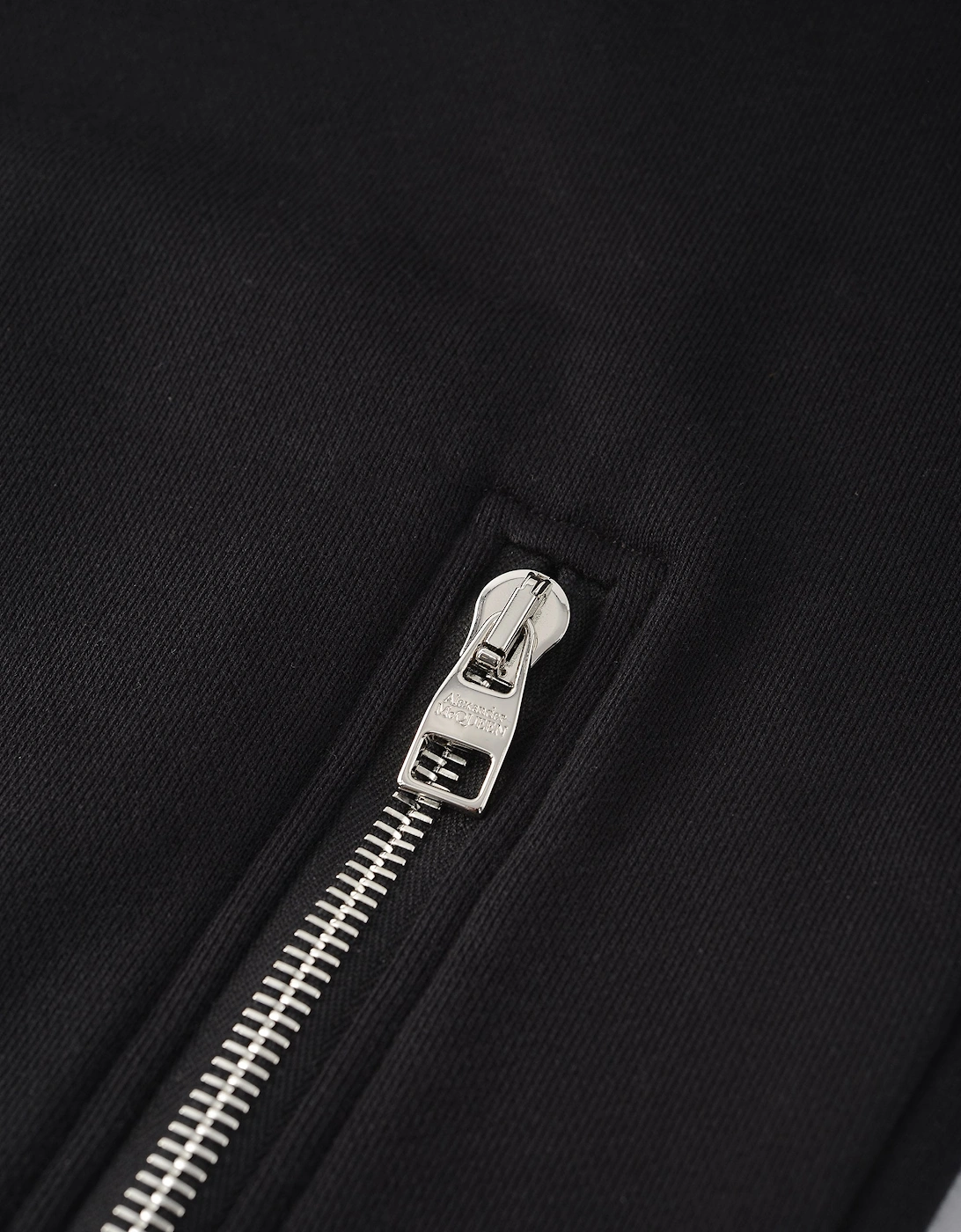 Tape Detail Zip Hooded Top Black