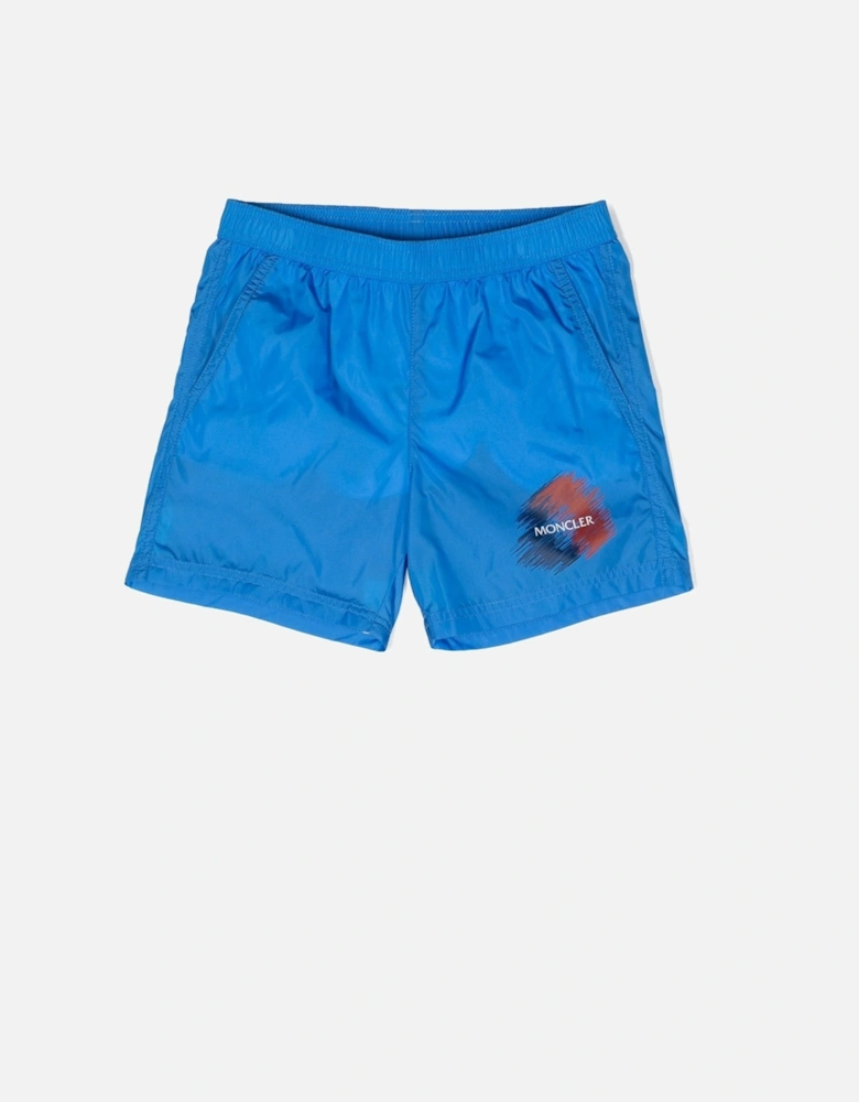 Kids Over Size Logo Swimshorts Blue