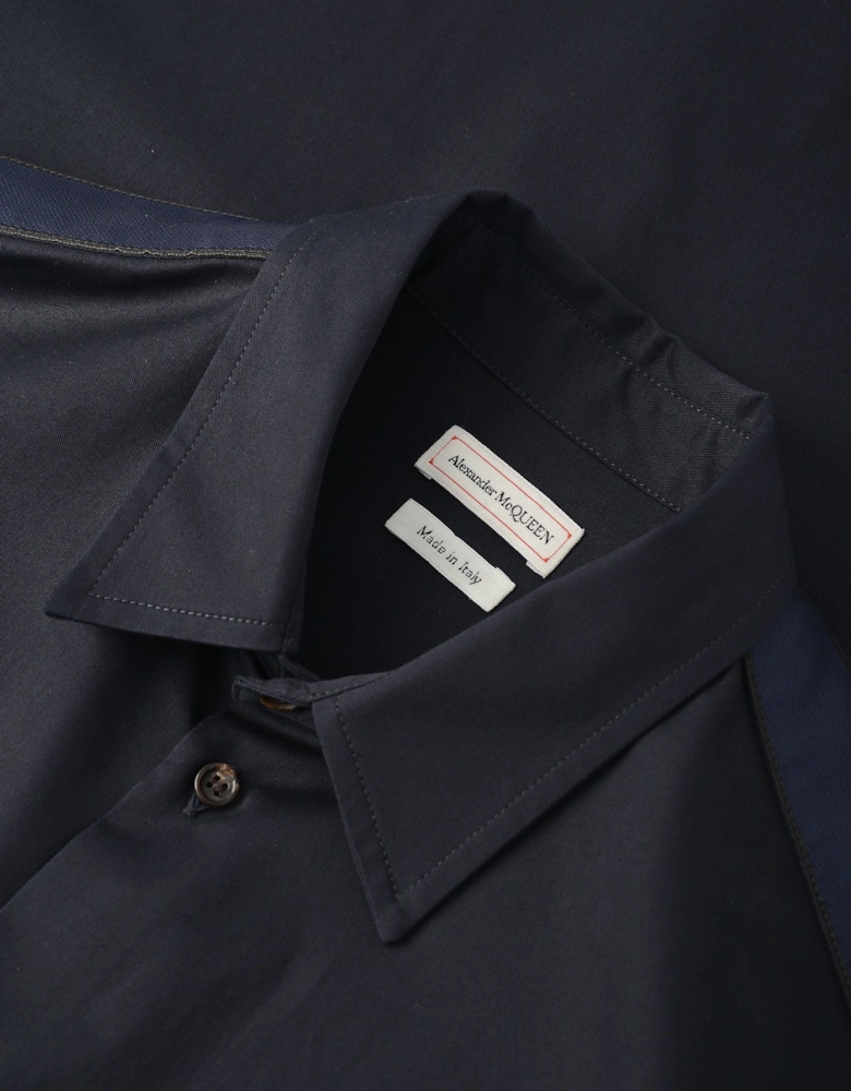 Tape Detail Chino Cotton Shirt Navy