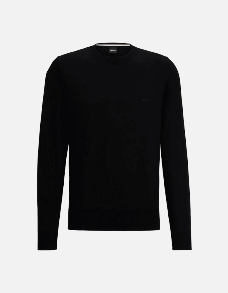 Pacas-L Embroidered Logo Black Knitted Sweater
