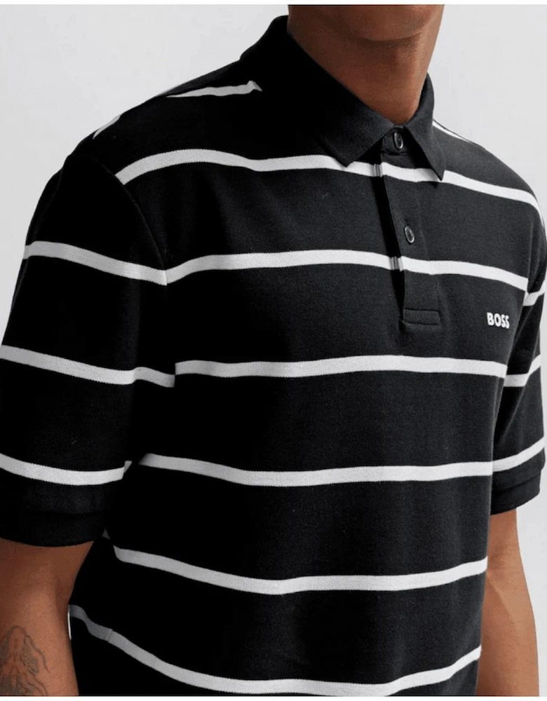 Palesstripe Relaxed Fit Black Polo Shirt