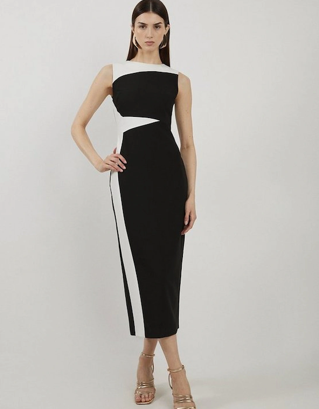 Clean Tailored Colour Block Pencil Midi Dress, 5 of 4