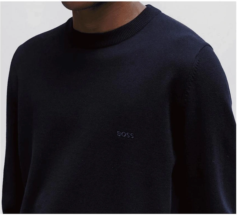 Pacas-L Embroidered Logo Navy Knitted Sweater