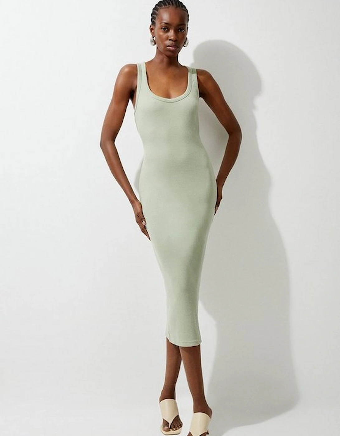 Compact Jersey Rib Racer Midi Dress, 5 of 4