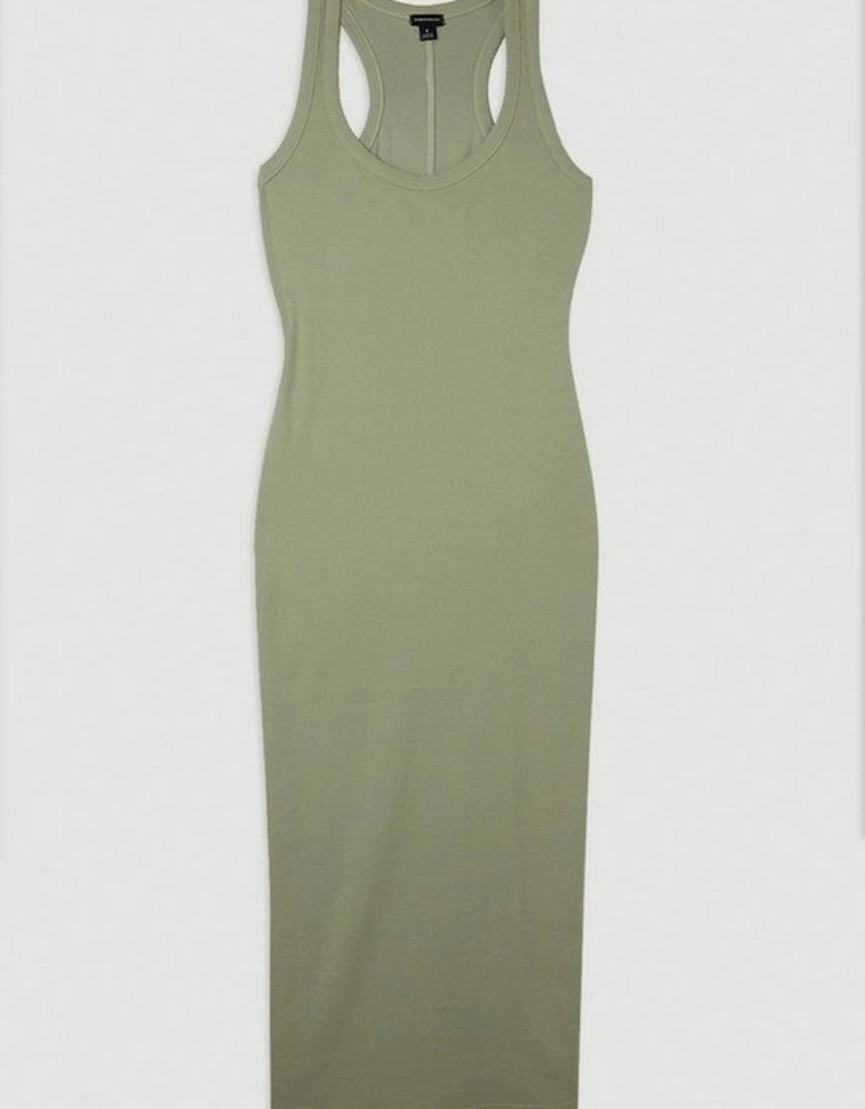 Compact Jersey Rib Racer Midi Dress