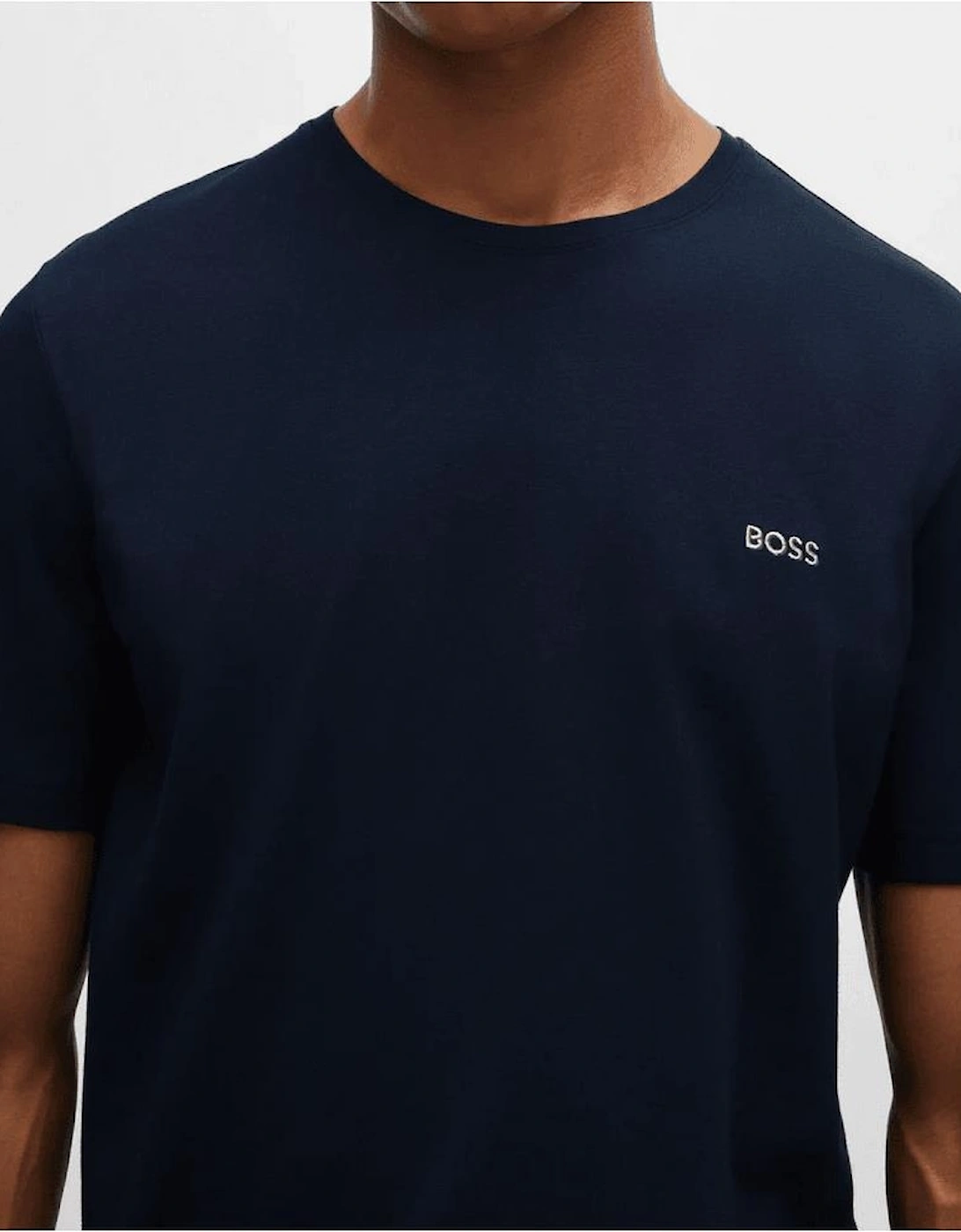Cotton Embroidered Logo Dark Blue T-Shirt
