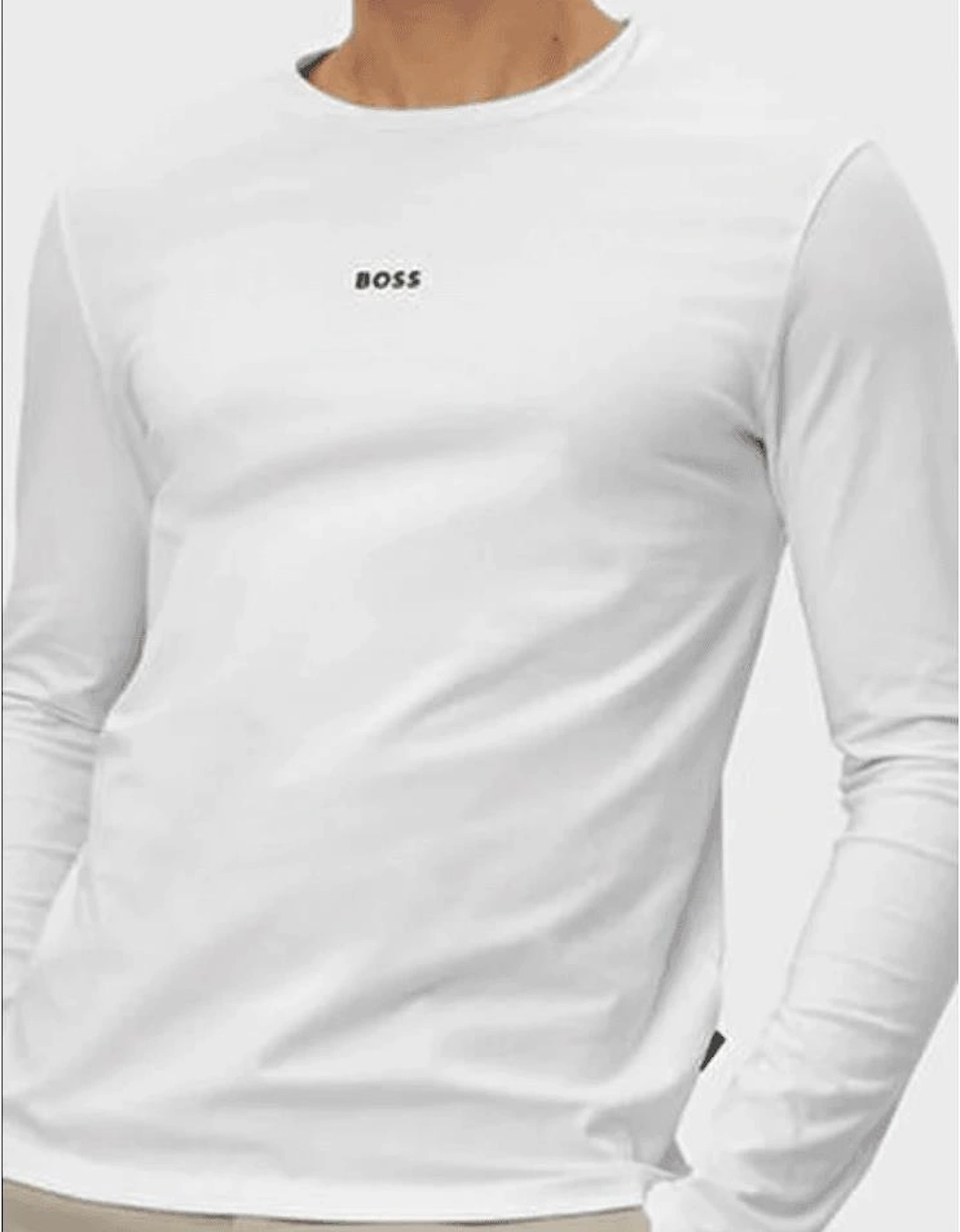 Tchark Centre Logo White Long Sleeve T-Shirt