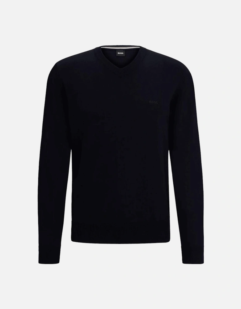 Pacello-L V-Neck Dark Blue Knitted Sweater