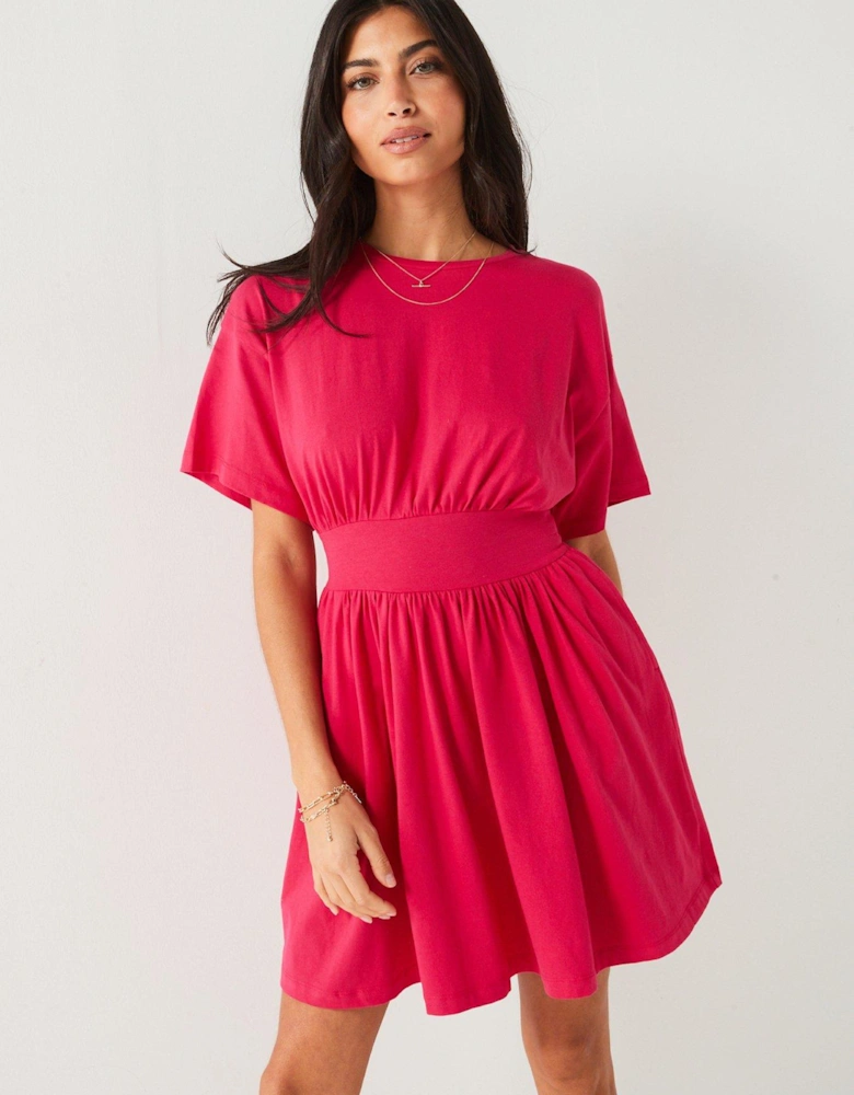 Waisted Mini Dress - Pink