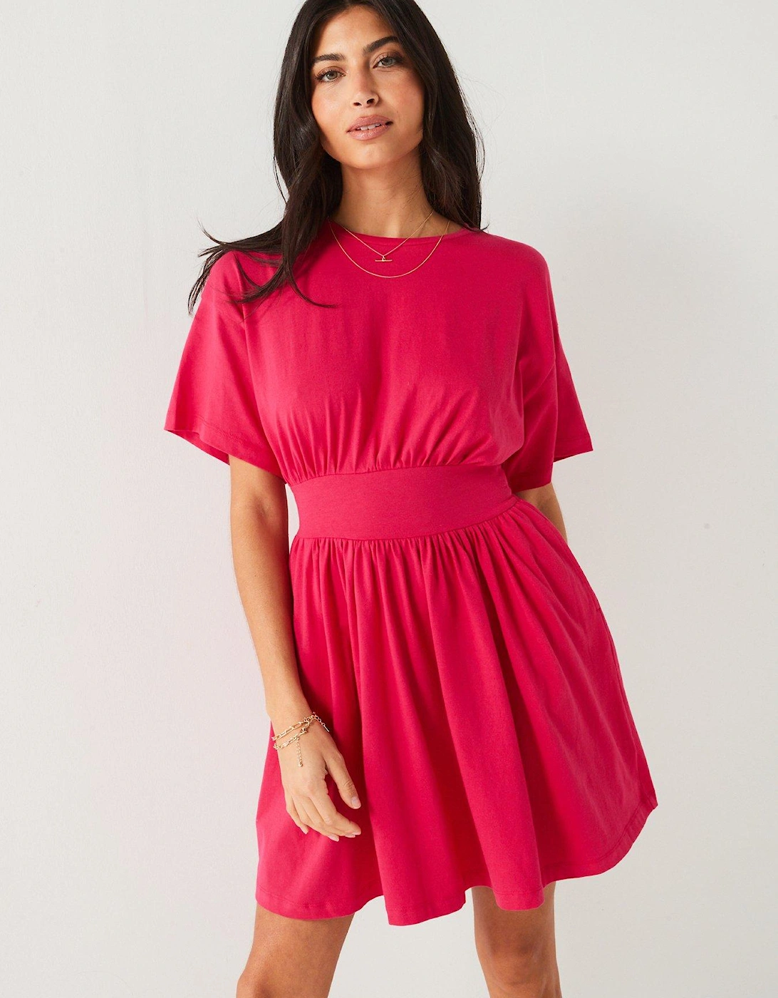 Waisted Mini Dress - Pink, 2 of 1