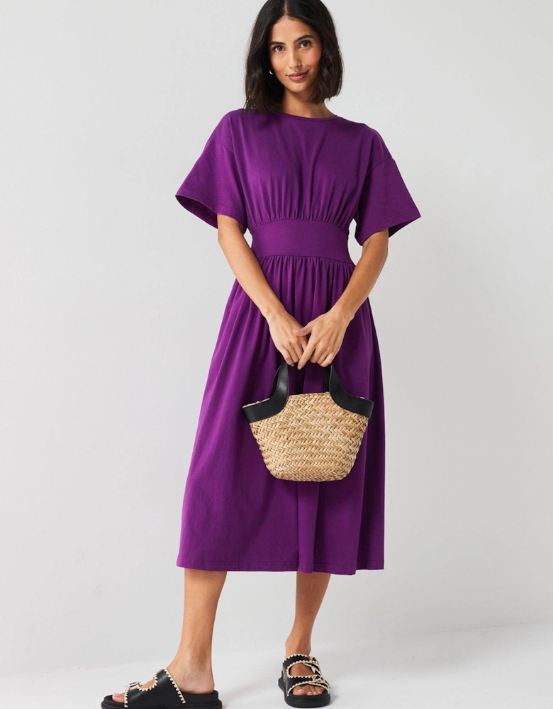 Waisted Midi Dress - Purple