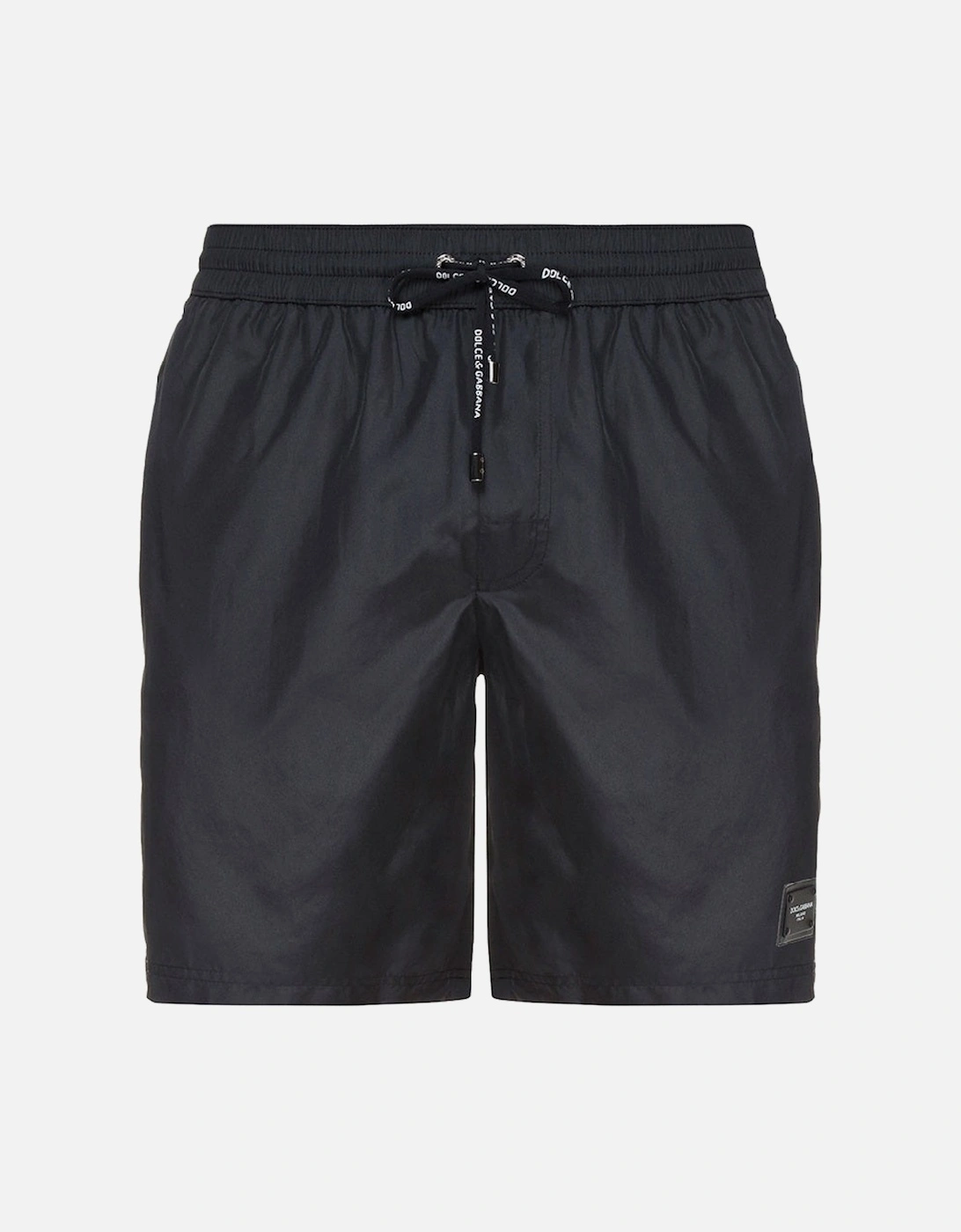 Black Plaque Plate Drawstring Swimshorts in Black, 4 of 3