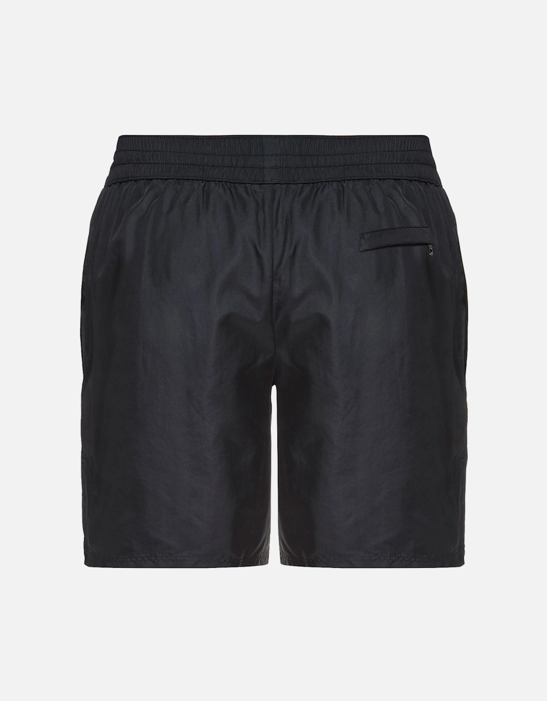 Black Plaque Plate Drawstring Swimshorts in Black