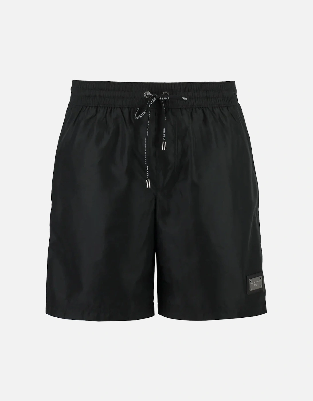 Silver Plaque Plate Drawstring Swimshorts in Black, 4 of 3