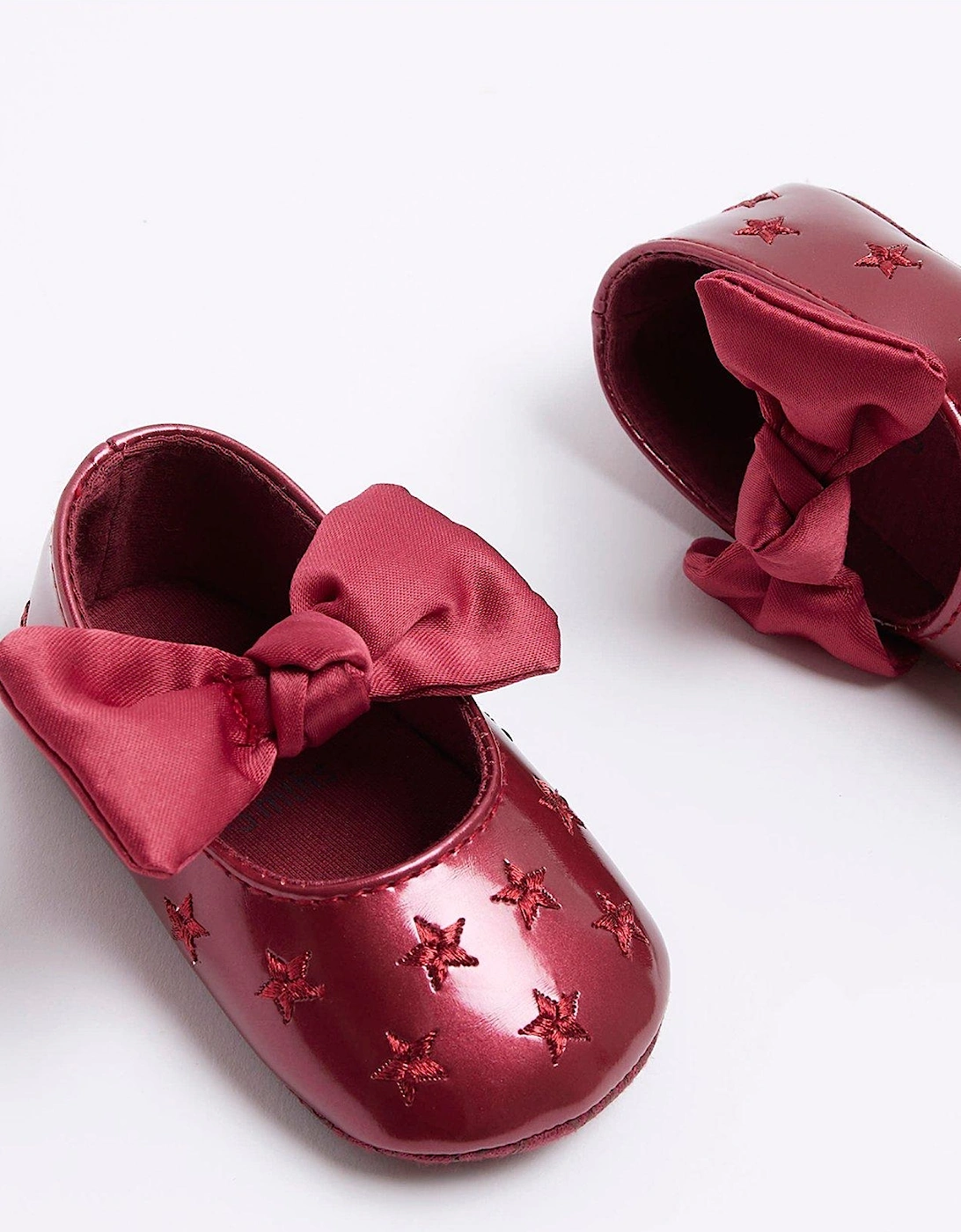 Baby Girls Patent Bow Ballet Shoes - Red