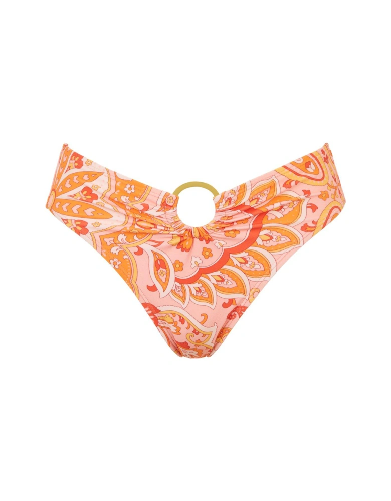 x V by Very Ring Detail High Waisted Bikini Brief - Orange
