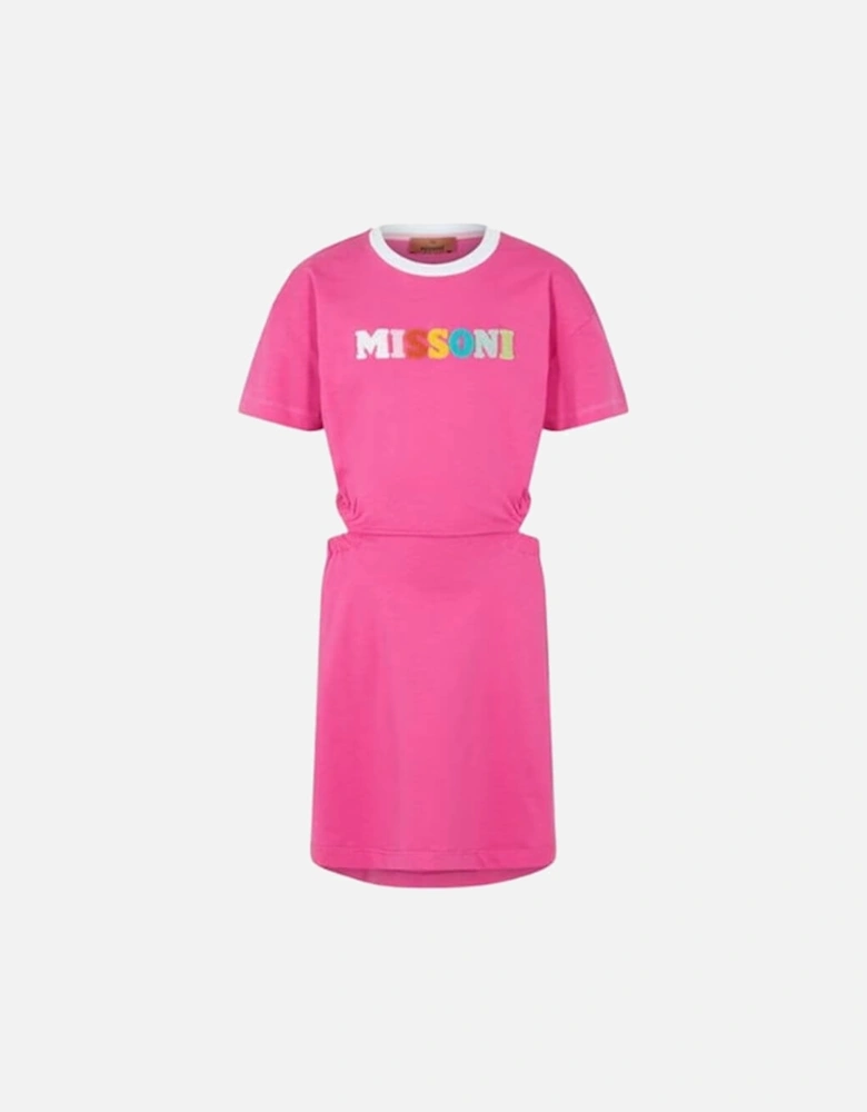 Girls Pink Logo Cotton Jersey Dress