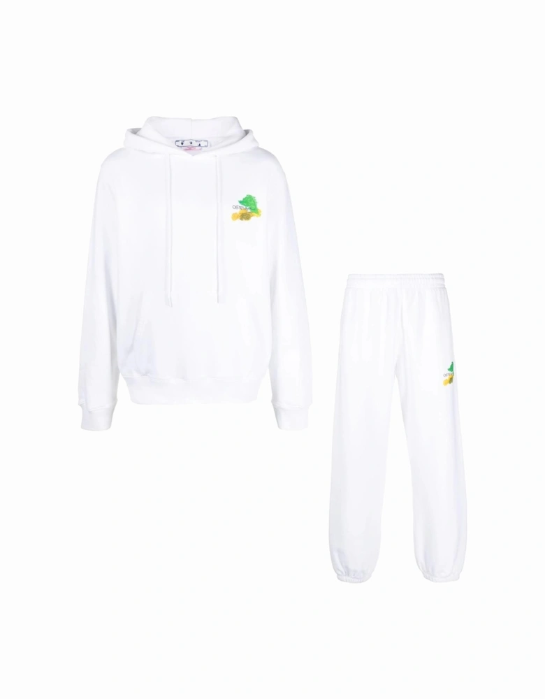 Brush Arrows Hoodie & Joggers Tracksuit in White