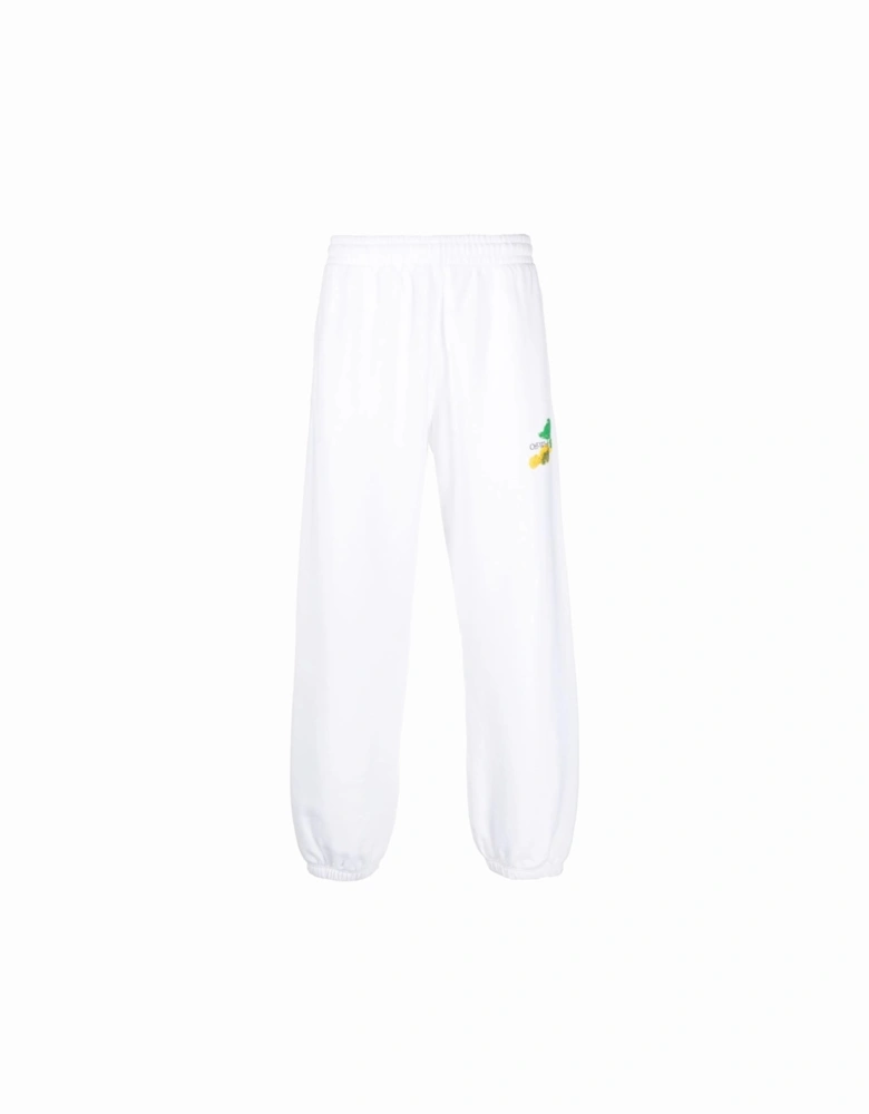 Brush Arrows Logo Printed Joggers in White