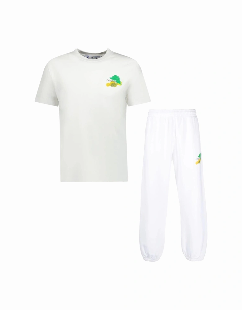 Brush Arrows Slim fit T-Shirt & Joggers Set in White
