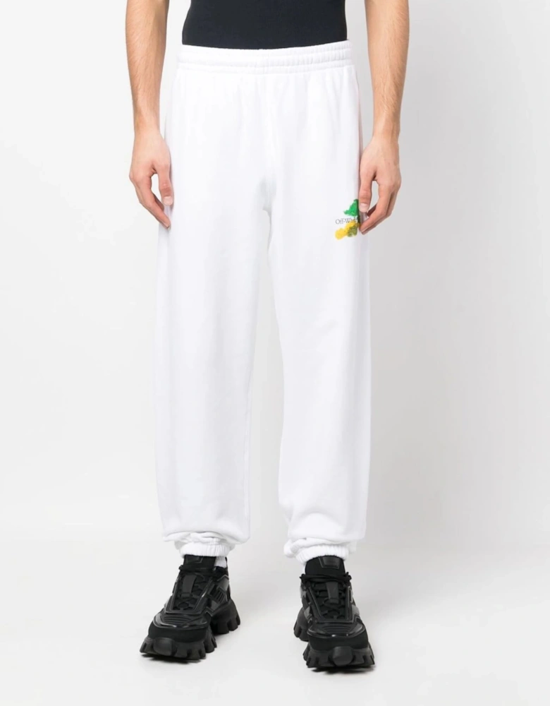 Brush Arrows Logo Printed Joggers in White