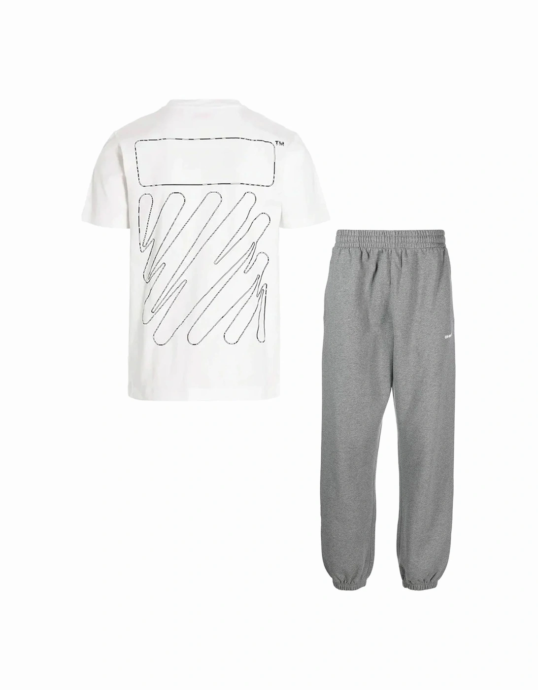 Wave Outline Diagonal Printed T-Shirt & Joggers in White/Grey, 4 of 3