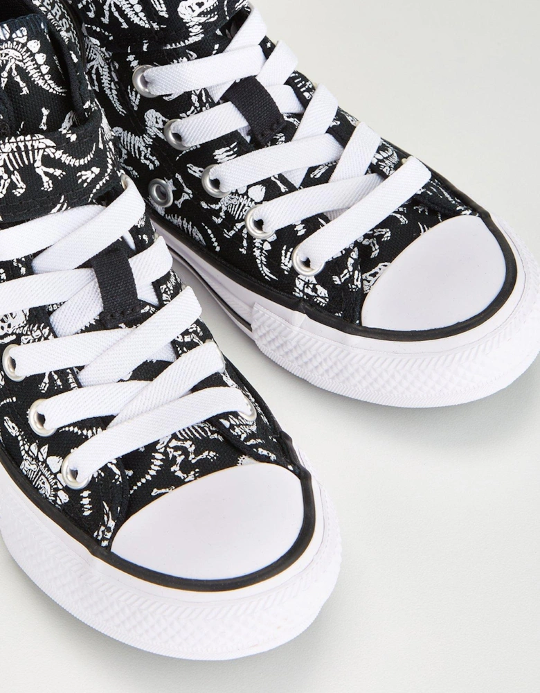 Kids Easy-On Dinos Trainers - Black/White