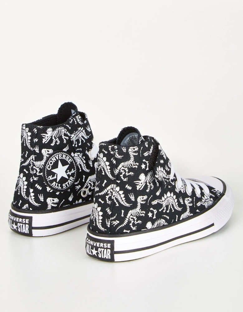Kids Easy-On Dinos Trainers - Black/White