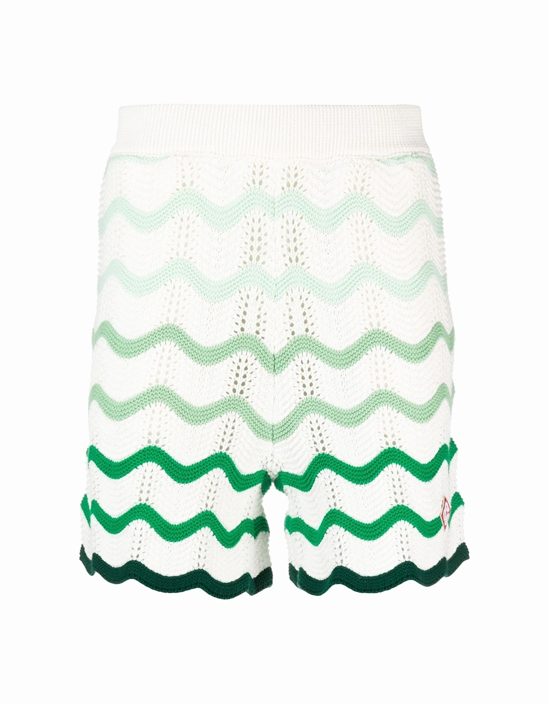 Gradient Wave Crochet Texture Shorts in White/Green, 6 of 5