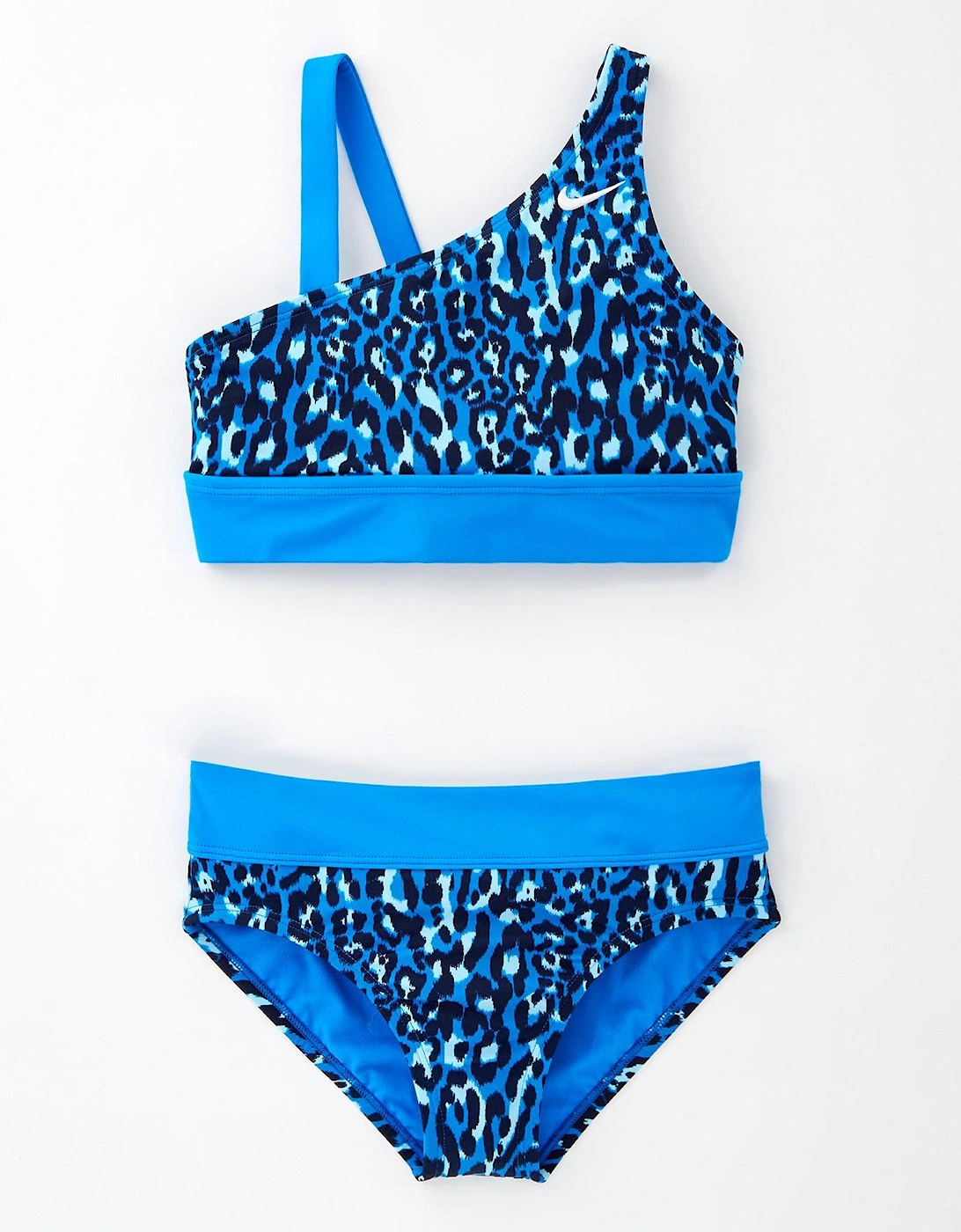 Wild Girl's Asymmetrical Top & Bikini Set-blue, 2 of 1