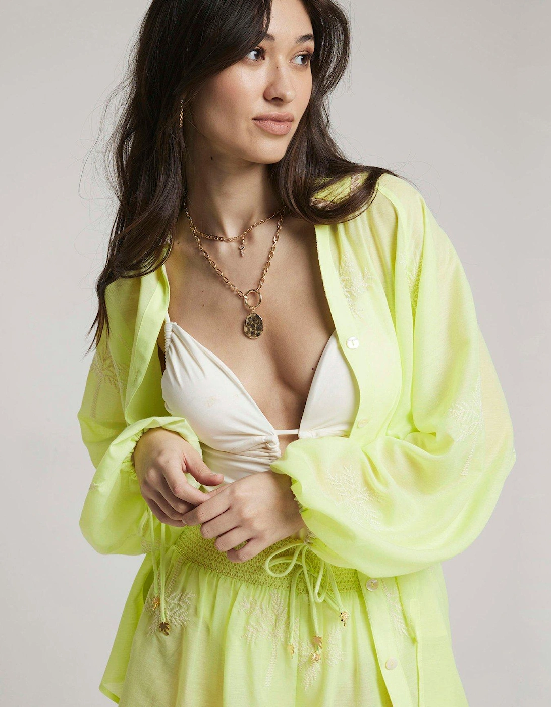 Embroidered Beach Shirt - Bright Yellow, 2 of 1