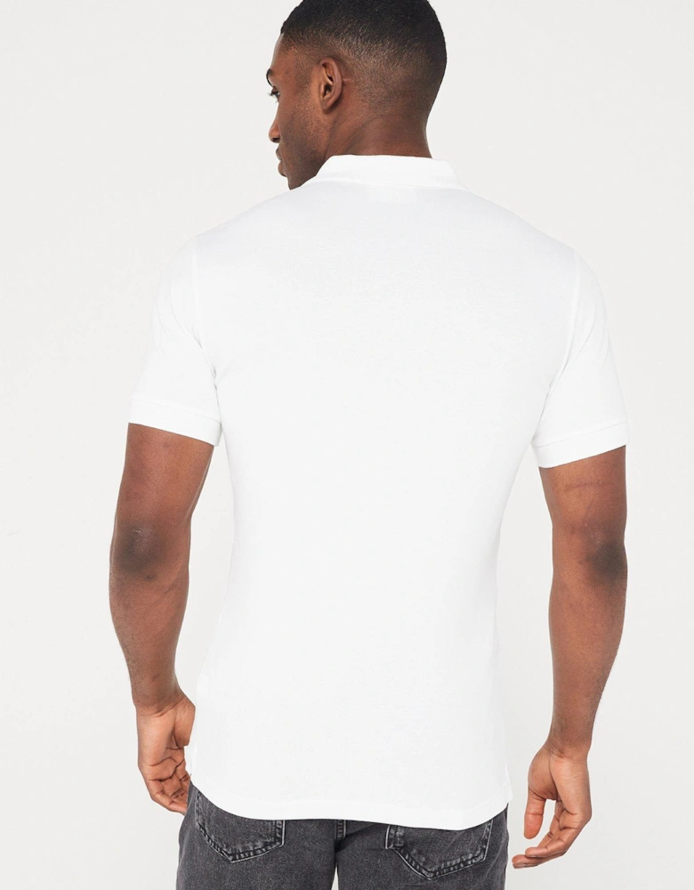 Embroidered Badge Slim Polo Shirt - White