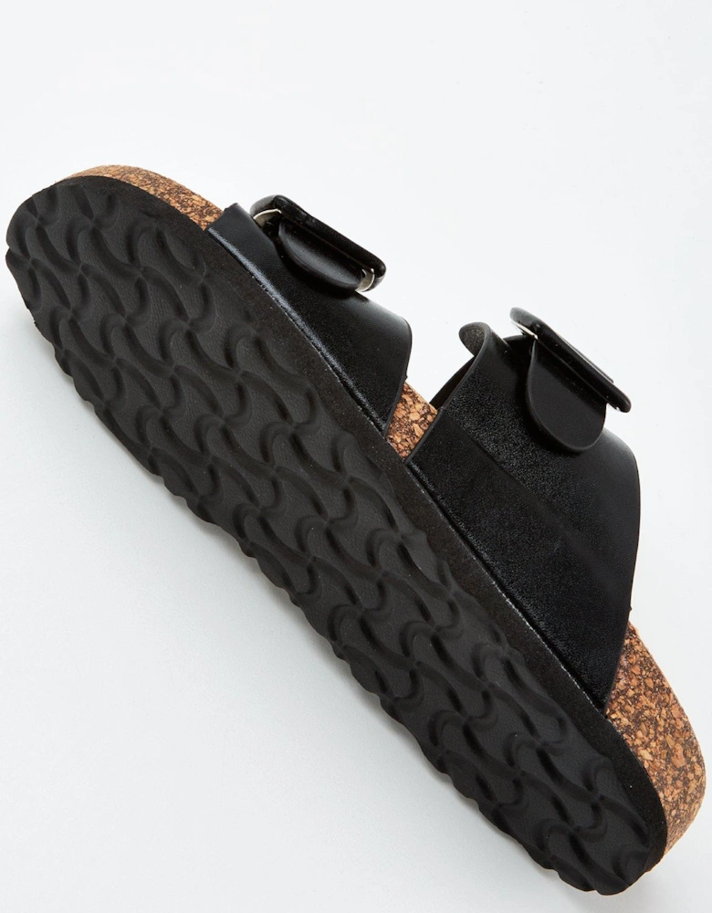 Buckle Footbed Sandal - Black