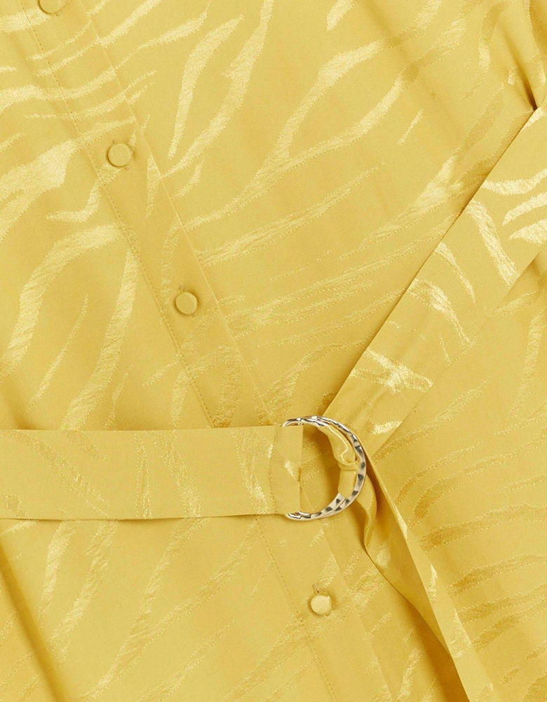 Belted Shirt Dress - Yellow