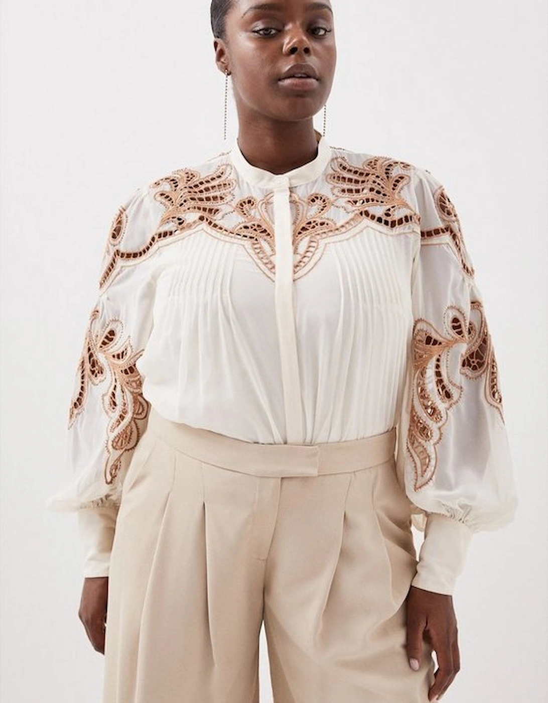 Plus Size Cutwork Embroidered Woven Blouse, 5 of 4