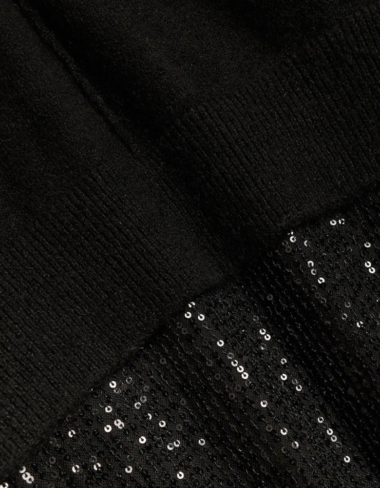 Sequin Jumper Dress - Black