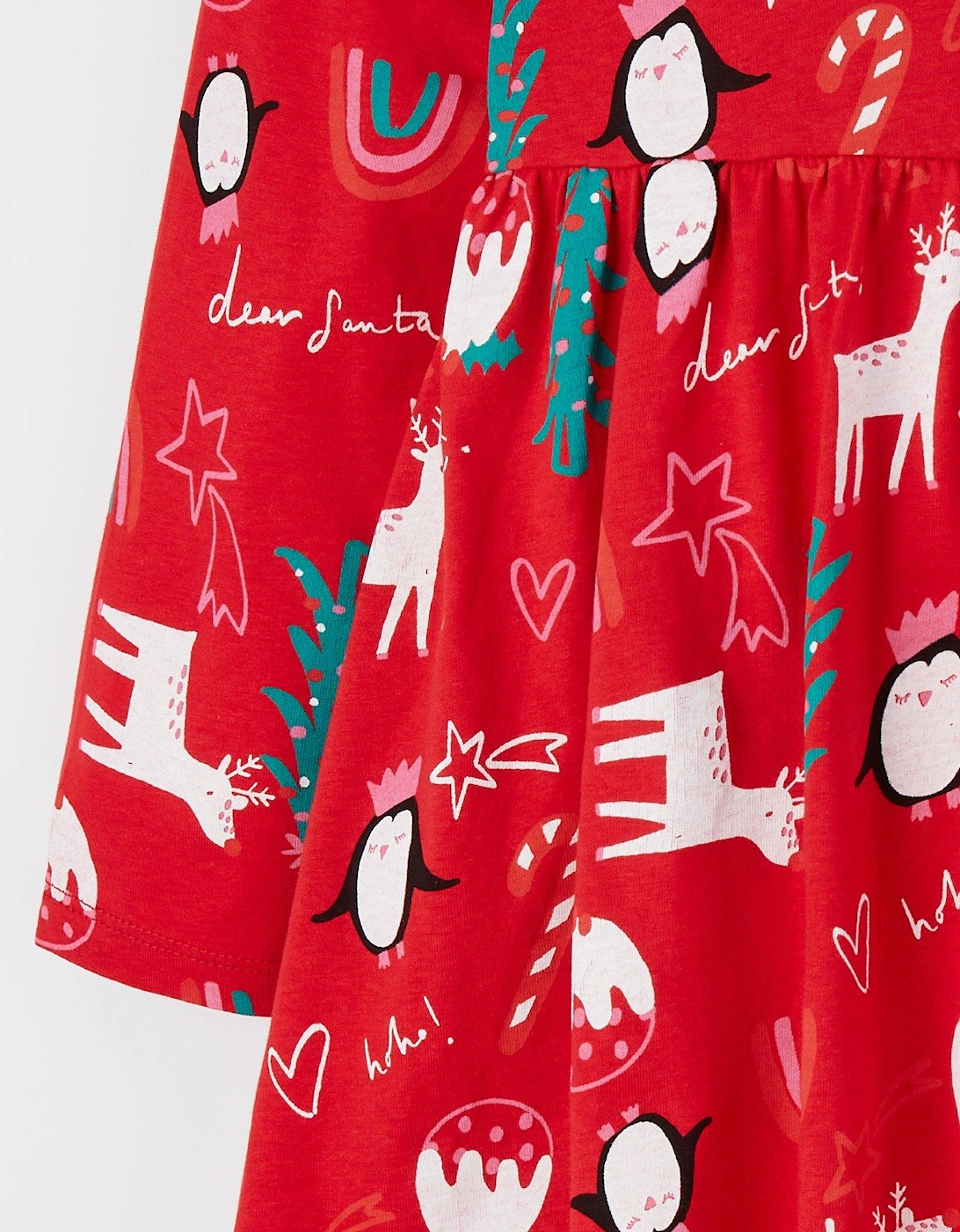 Girls Reindeer Christmas Dress - Red