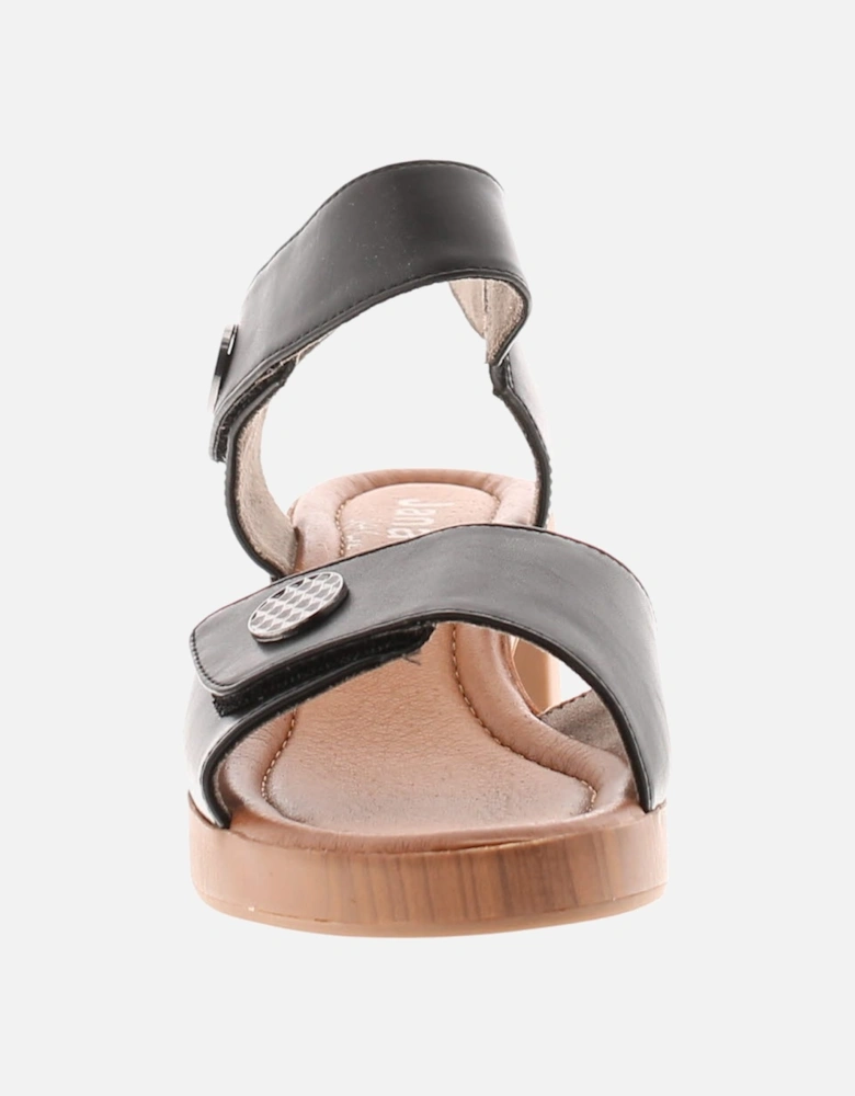 Womens Sandals Julitta Touch Fastening Block Heeled Open Toe Black UK Size