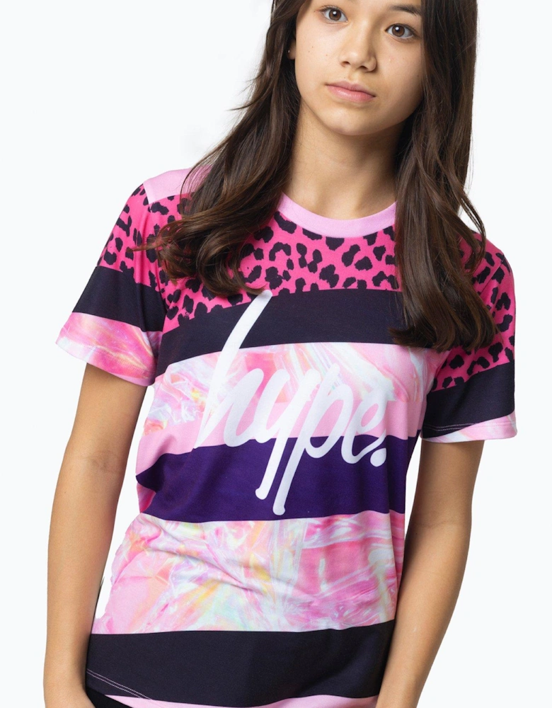Girls Multi Dark Pink Stripe T-shirt